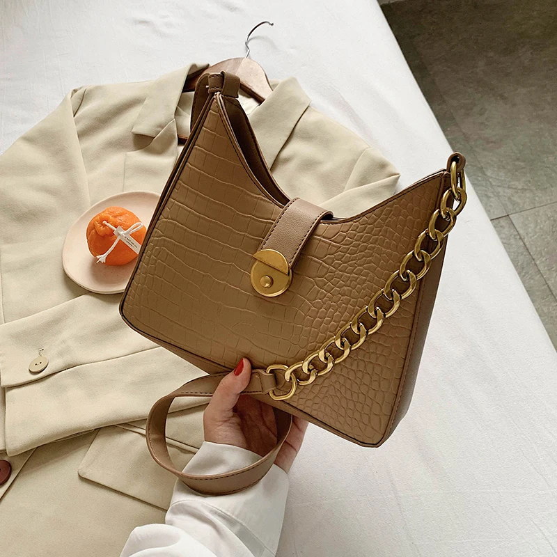

с досавкой Stone Pattern PU Leather Crossbody Bags 2020 Winter Branded Shoulder Handbags and Purses Luxury Chain Cross Body Bag